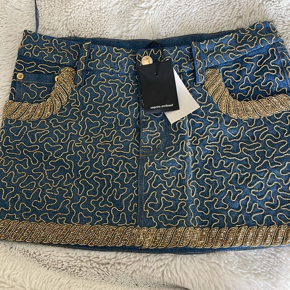 Retrofete Sequence 3 piece jean skirt, jacket and bra - Picture 2 of 4